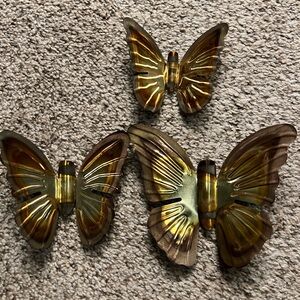 Vintage brass Butterfly Wall Decor Set